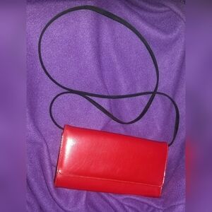 Women's Kathie Lee Collection Crossbody Red With Black Strap Clutch/Purse